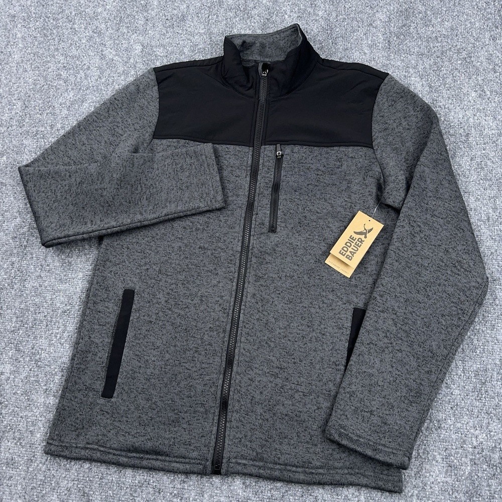 NEW Eddie Bauer Sycamore Full Zip Fleece Jacket Men's Small Charcoal Gray Hiking